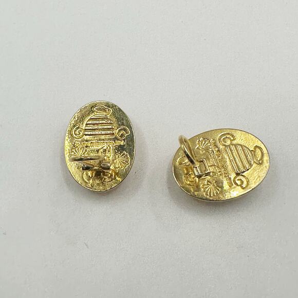 Liz Claiborne Clip On Earrings Vintage Gold Tone Faux Pearl Retro - Picture 7 of 9